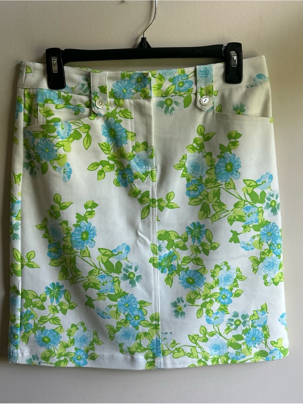 J. McLaughlin Blue, Lime & White Floral Skirt